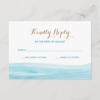 Watercolor Waves Ocean Beach Wedding Response Card by RockPaperDove at Zazzle