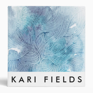 Watercolor waves ocean blue purple painted binder
