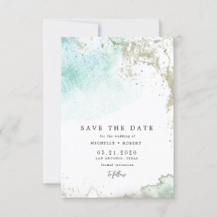 Watercolor Waves Pastel Photo Save The Date  Invitation