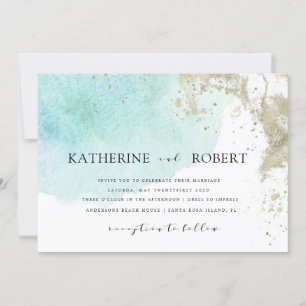 Watercolor Waves Pastel Wedding Invitation
