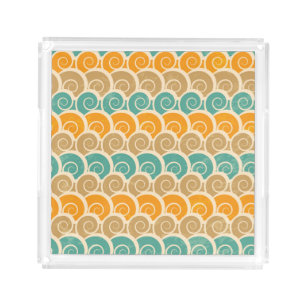 Watercolor Waves Pattern Acrylic Tray