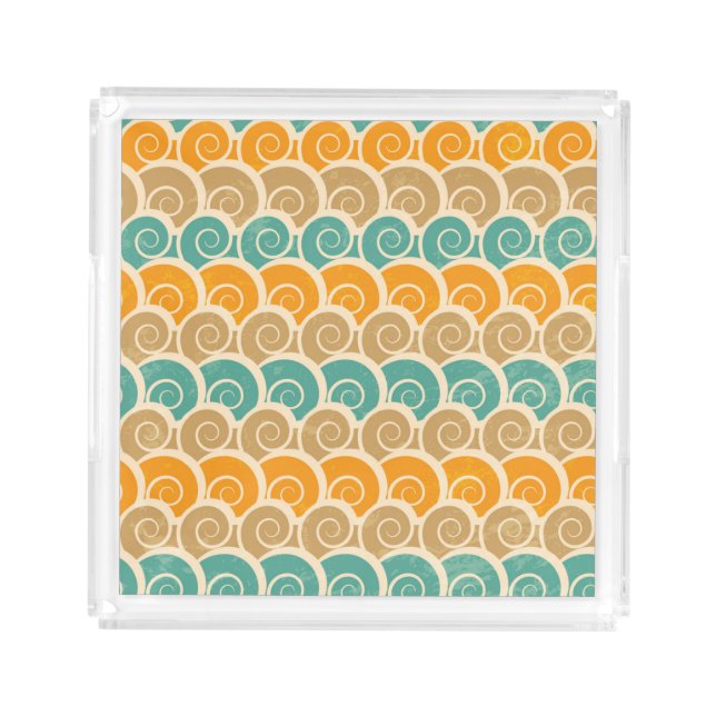 Watercolor Waves Pattern Acrylic Tray (Front)