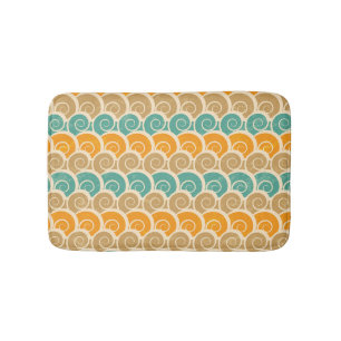 Watercolor Waves Pattern Bathroom Mat