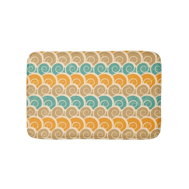 Watercolor Waves Pattern Bathroom Mat (Front)