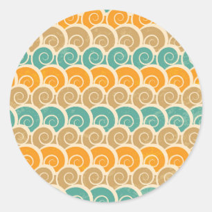 Watercolor Waves Pattern Classic Round Sticker