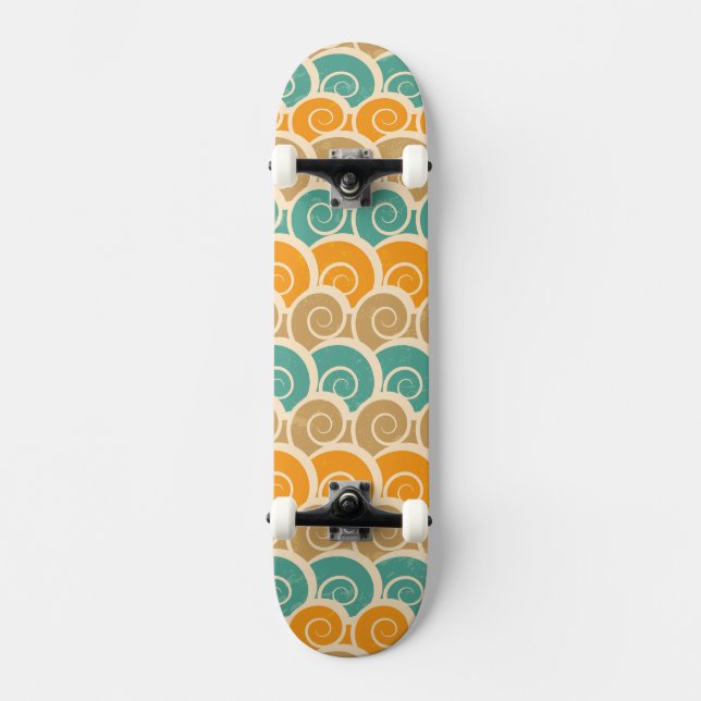 Watercolor Waves Pattern Skateboard Deck (Front)