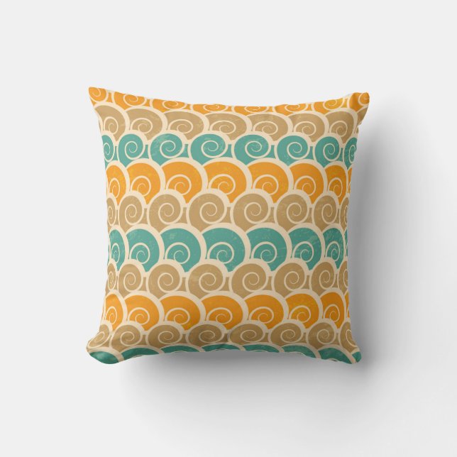 Watercolor Waves Pattern Throw Pillow (Front)
