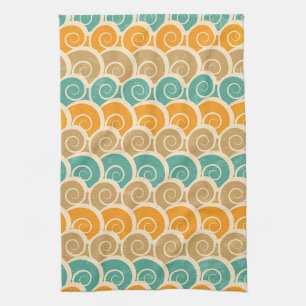 Watercolor Waves Pattern Towel