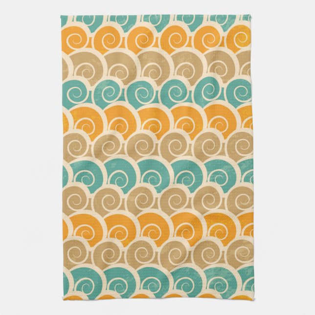 Watercolor Waves Pattern Towel (Vertical)