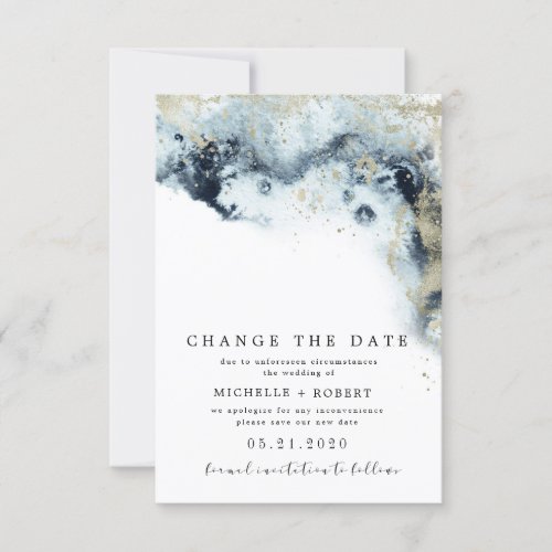 Watercolor Waves Photo Change The Date Invitation