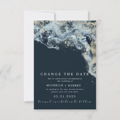 Watercolor Waves Photo Change The Date Invitation