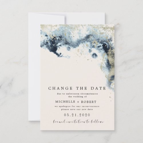 Watercolor Waves Photo Change The Date Invitation