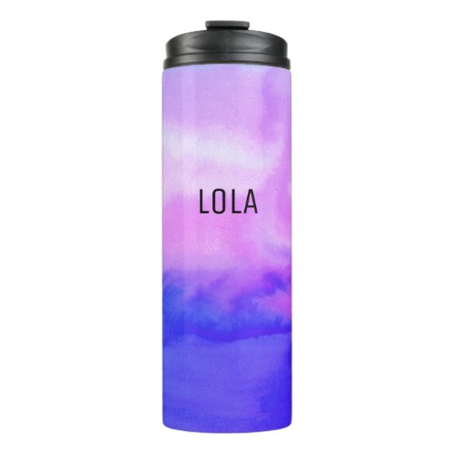 Watercolor Waves Pink Purple Pattern MONOGRAM Thermal Tumbler