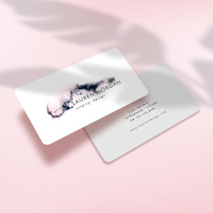Watercolor Waves Purple Minimalistic Business Card