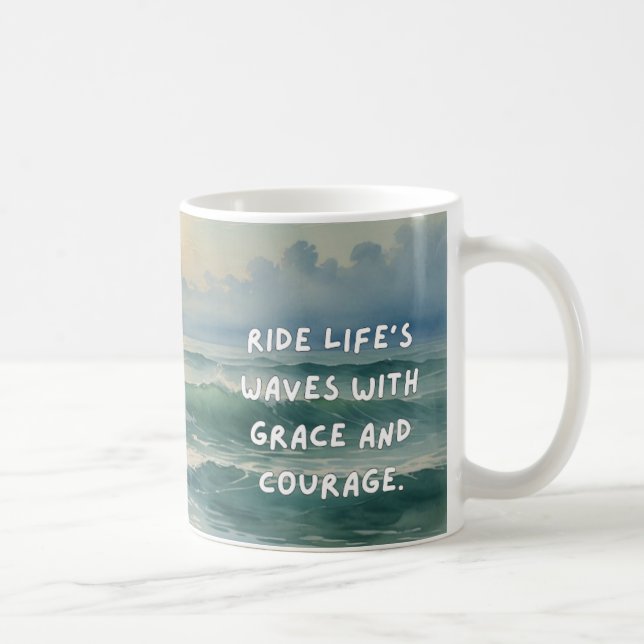 Watercolor Waves Reveal Mug – Ride the Waves (Right)