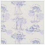 Watercolor Waves &amp; Ships Pattern 2 Fabric