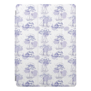 Watercolor Waves & Ships Pattern iPad Pro Cover