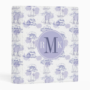 Watercolor Waves & Ships Pattern Mini Binder
