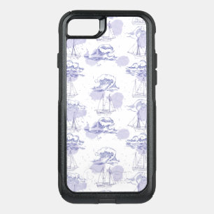 Watercolor Waves & Ships Pattern OtterBox Commuter iPhone SE/8/7 Case