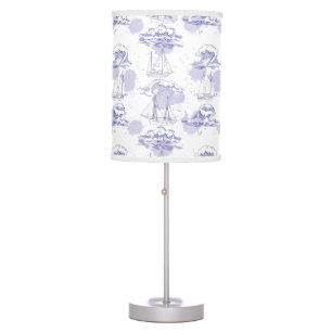 Watercolor Waves & Ships Pattern Table Lamp