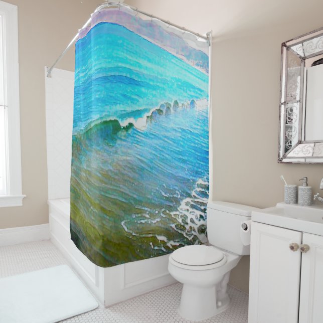 Watercolor Waves  Shower Curtain (In Situ)