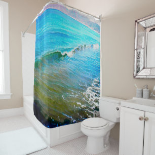 Watercolor Waves Shower Curtain