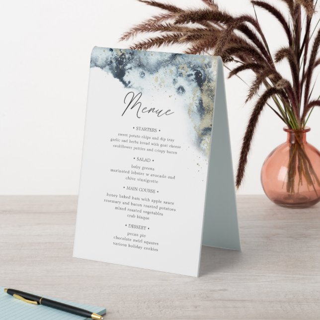 Watercolor Waves Table Number And Wedding Menu Tent (In SItu (Table))
