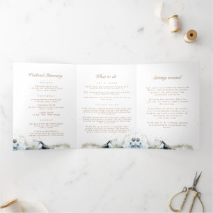 Watercolor Waves Tri-Fold Wedding Program