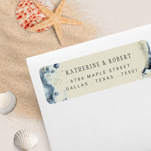 Watercolor Waves Wedding Return Address Label