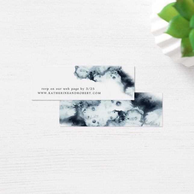 Watercolor Waves Wedding Website Card (Desk)