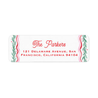 Watercolor Wavy Holiday Garland Frame Label