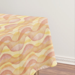 Watercolor Wavy Stripes, Yellow and Orange Tablecloth
