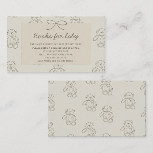 Watercolor we can bearly wait baby shower books  Enclosure Card