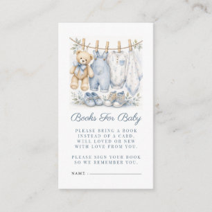 Watercolor We Can Bearly Wait Blue Books for Baby Enclosure Card