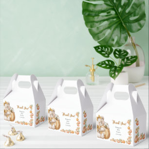 Watercolor We Can Bearly Wait Pumpkin Baby Shower Favor Boxes