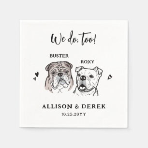 Watercolor We Do Too 2 Dog English Bulldog Wedding Napkins