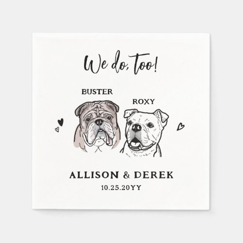 Watercolor We Do Too 2 Dog English Bulldog Wedding Napkins