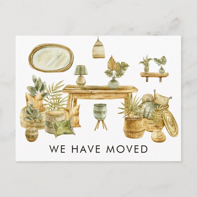 Watercolor We Have Moved New Address Moving Announcement Postcard (Front)