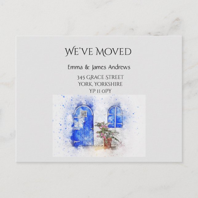Watercolor We’ve Moved Announcement Postcard (Front)