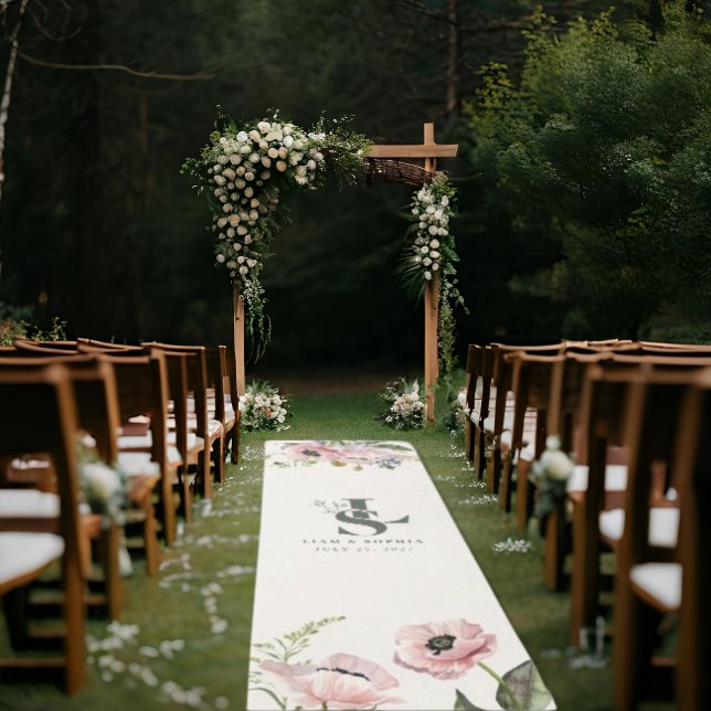 Watercolor Wedding Aisle Runner - Blush Pink Poppy (Creator Uploaded)