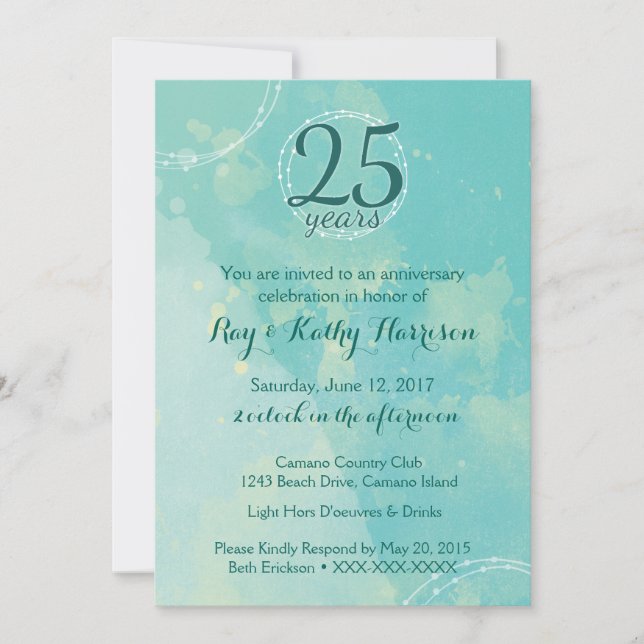 Watercolor Wedding Anniversary Invitation (Front)