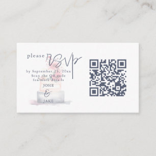Watercolor wedding cake Illustration QR Code Enclosure Card