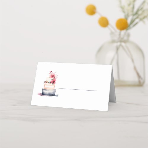 Watercolor wedding cake name place card