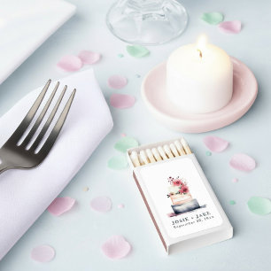 Watercolor Wedding Cake pretty Matchbox Favor Matchboxes