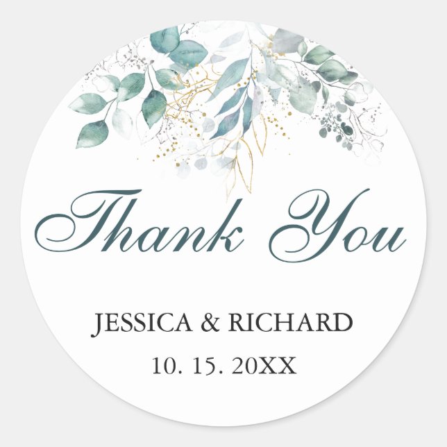 Watercolor Wedding  classic round sticker (Front)