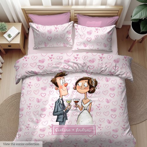 Watercolor Wedding Couple Duvet Cover Funny Gift