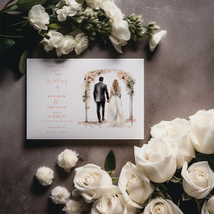 Watercolor wedding couple wedding invitation