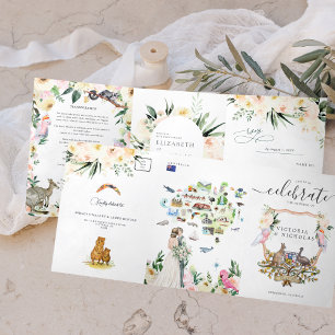 Watercolor Wedding Crest Australia Wedding Tri-Fold Invitation