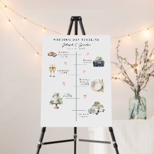 Watercolor Wedding day Icons Timeline  Foam Board