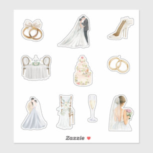 Watercolor Wedding Day Sticker
